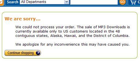 Amazon.com verweigert trotz Tunneling der Verbindung den Kauf von MP3s