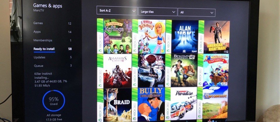 Mein alter Xbox Account auf der Xbox One mit den Xbox 360 Spielen