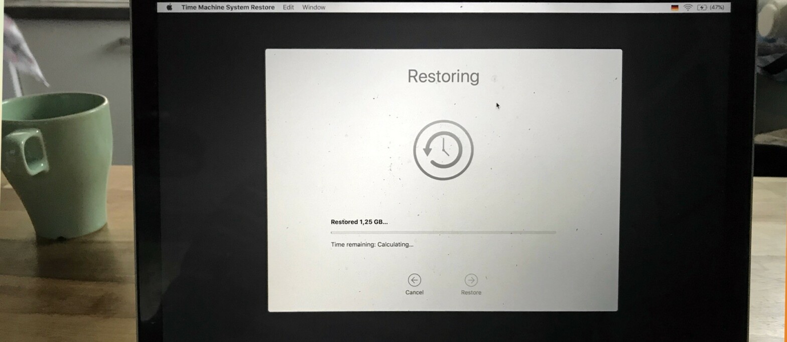 Was passiert, nachdem man ein Time Machine Backup wiederhergestellt hat?