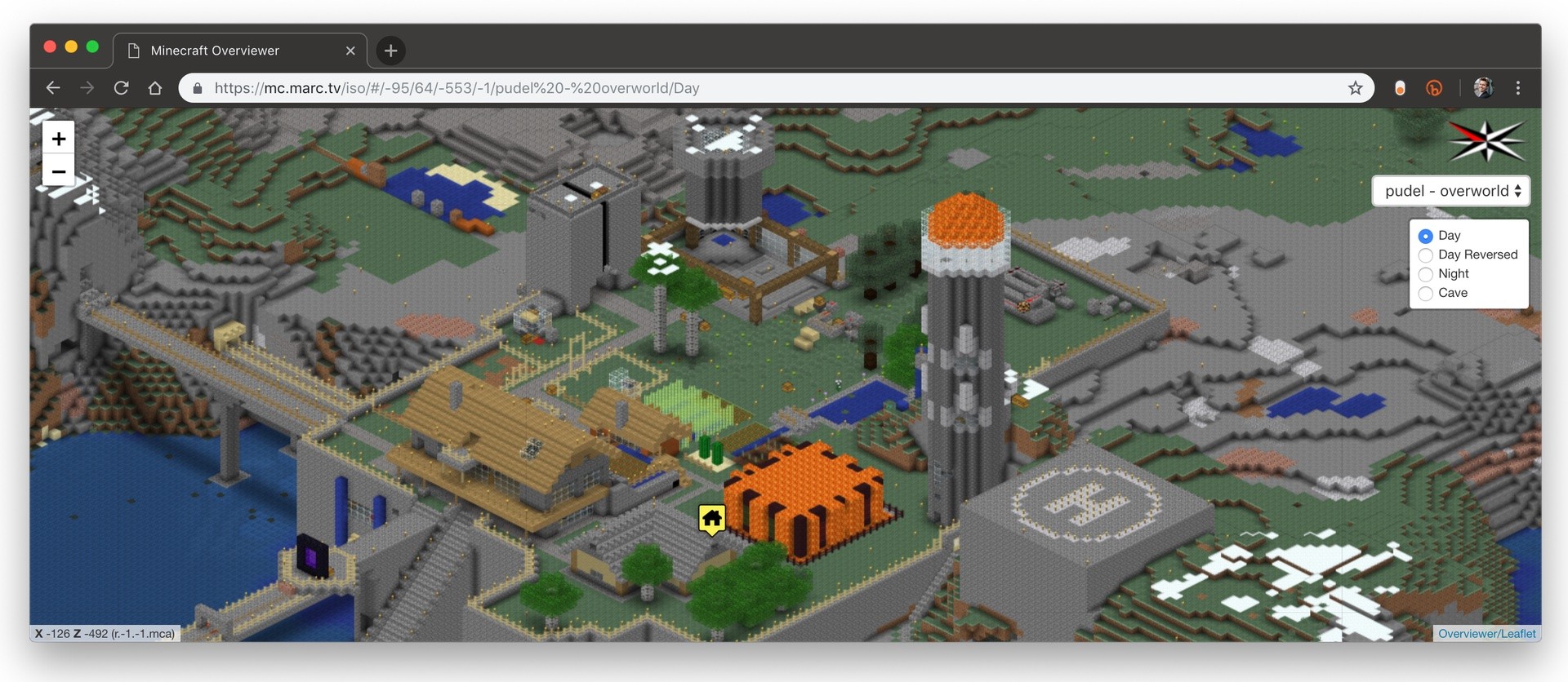 Isometrische Minecraft-Karte mit Overviewer generiert