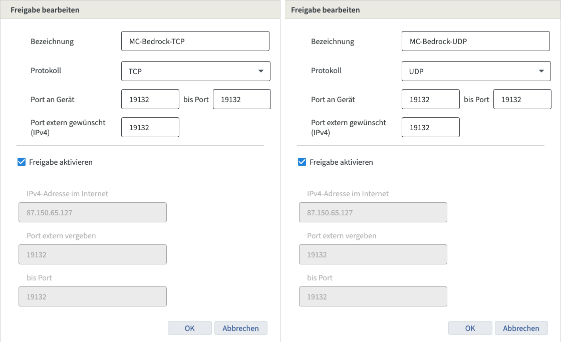 UDP und TCP Freigaben in einer Fritz.Box 7590