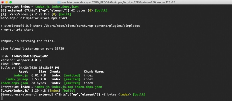 Simpletoc mein react wordpress plugin 