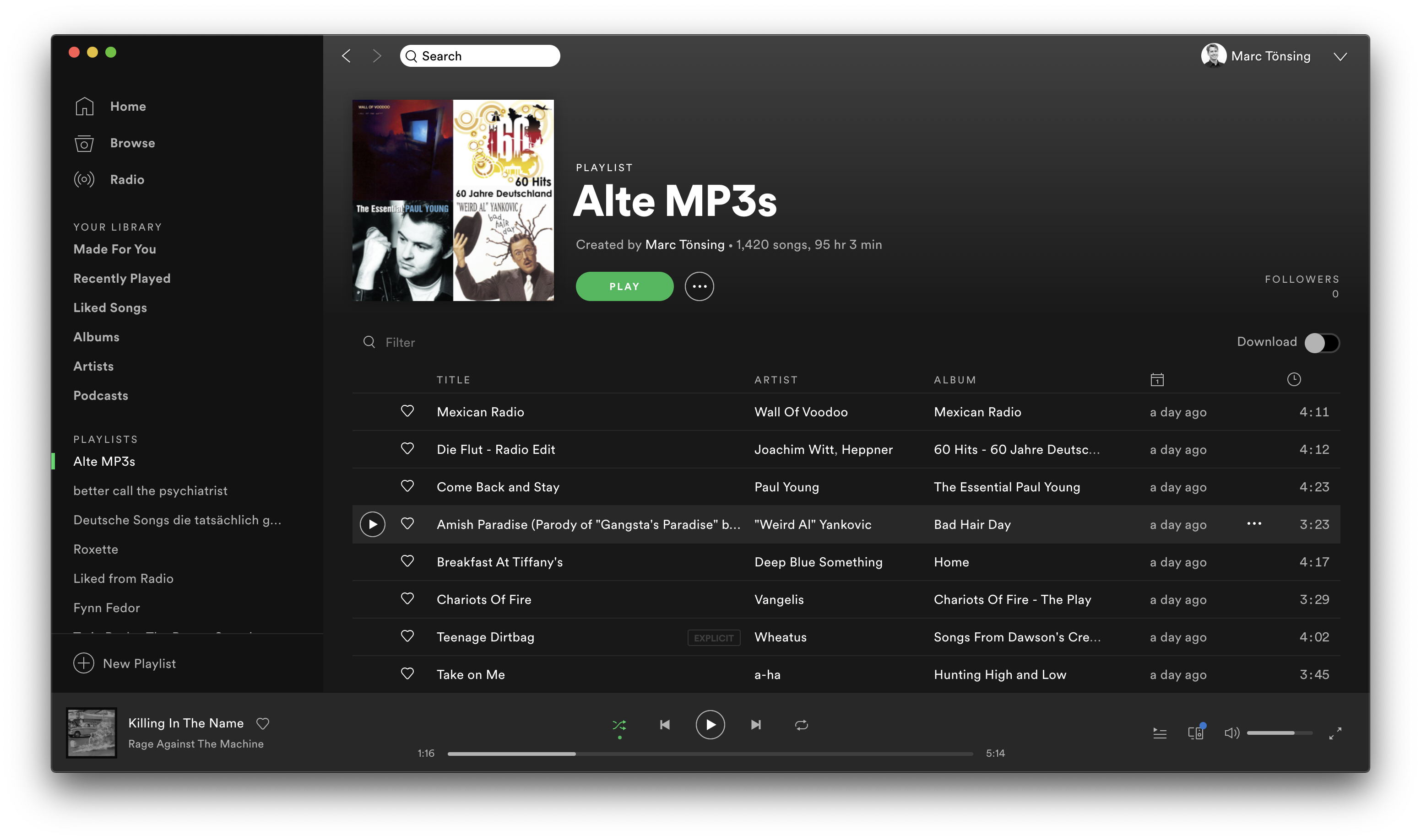 70 % meiner alten MP3-Sammlung stehen nun in Spotify zur Verfügung.