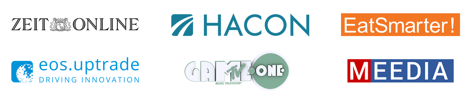 ZEIT Online, HACON – A Siemens Company, MTV GameOne, EatSmarter, eos.uptrade und MEEDIA