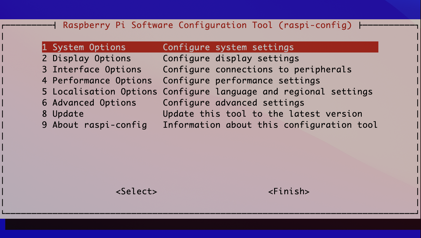 In der Rasp-Config konfigurieren wir das Raspberry PiOS.