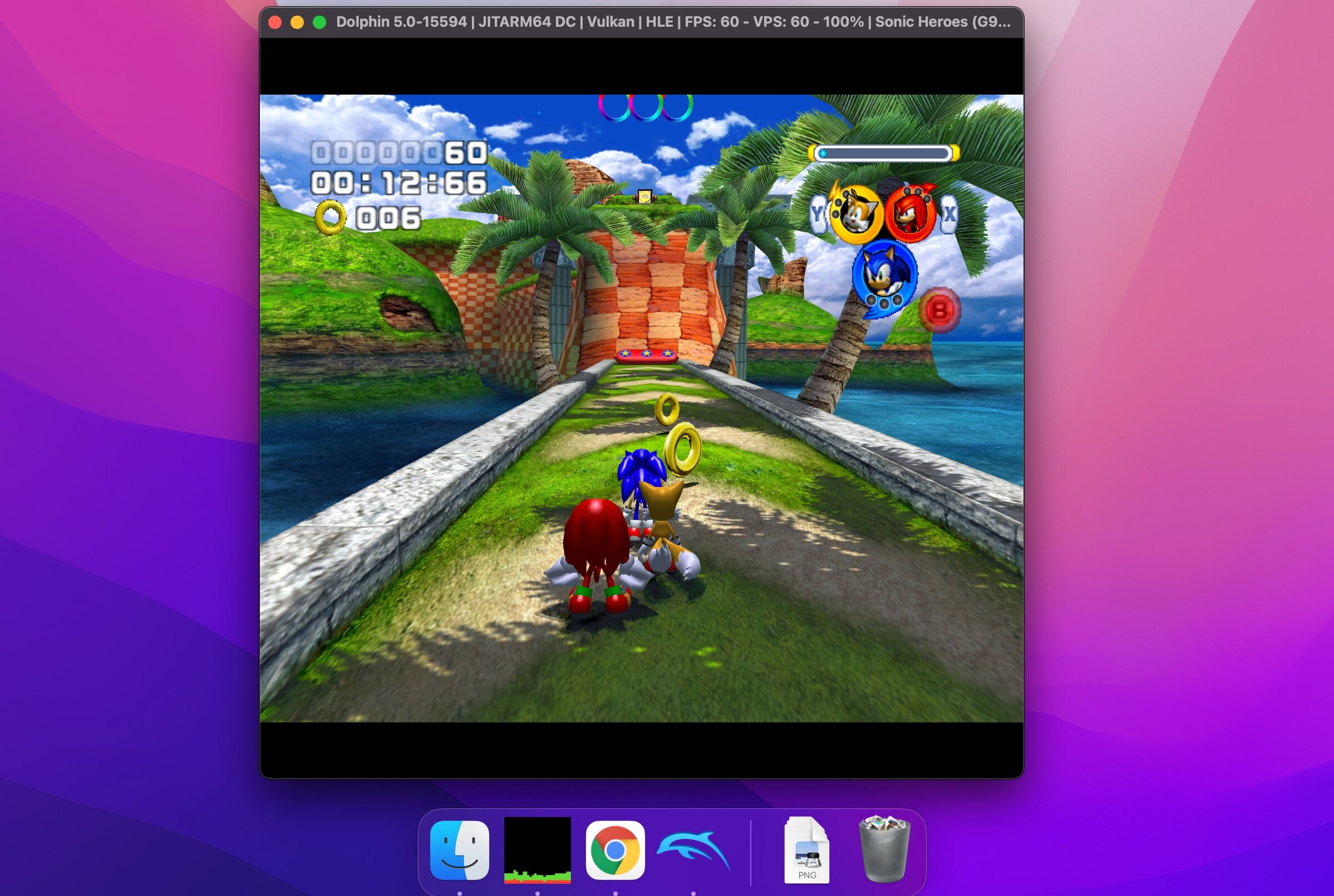 Dolphin Emulator für Apple Silicon mit Sonic Heros.