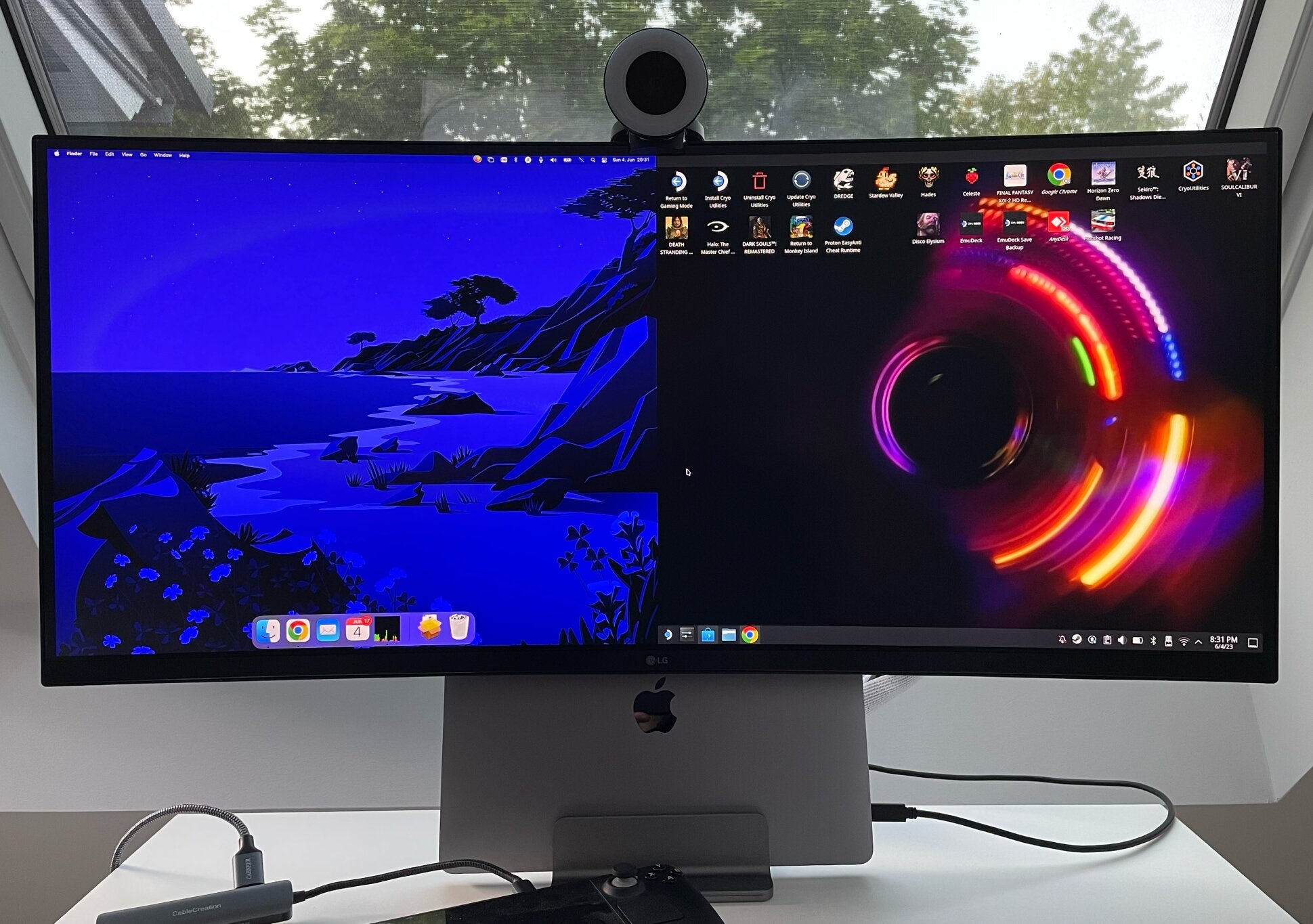 Splitscreen mit dem Mac via USB-C und dem Steam Deck an HDMI 1