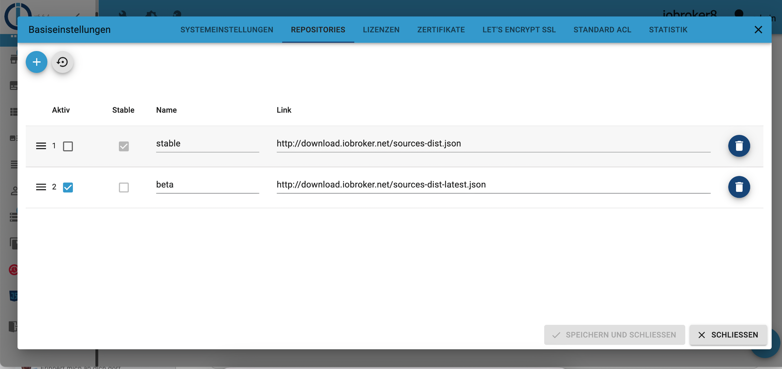 Beta Repository im ioBroker