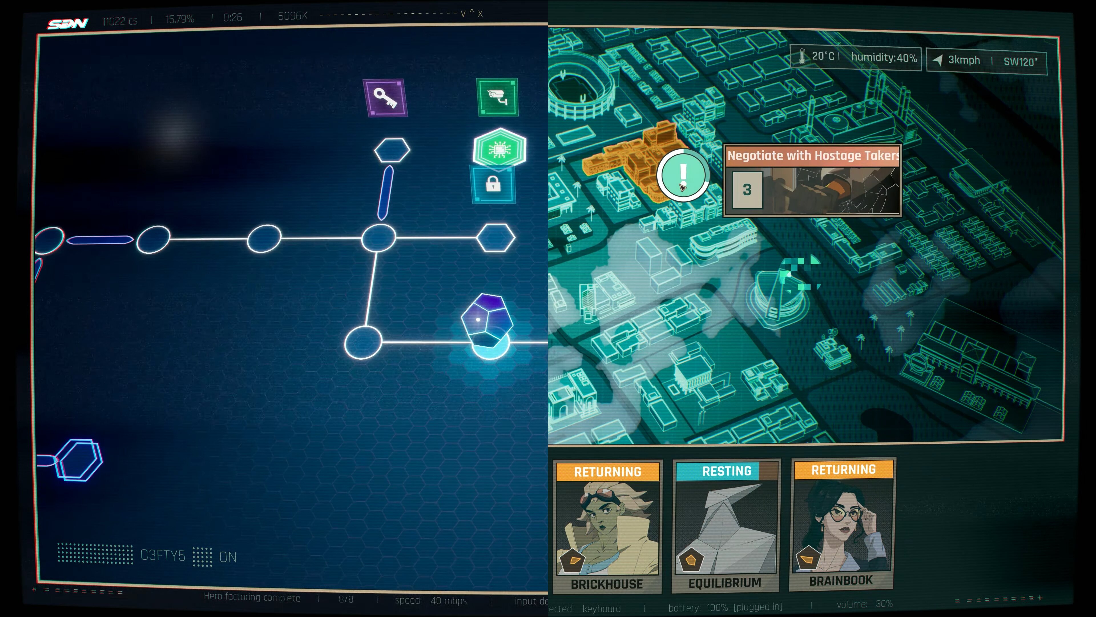 Links Hacking, Rechts Dispatching. Beides fällt als Spiel durch ist auf Handyspiel-Niveau