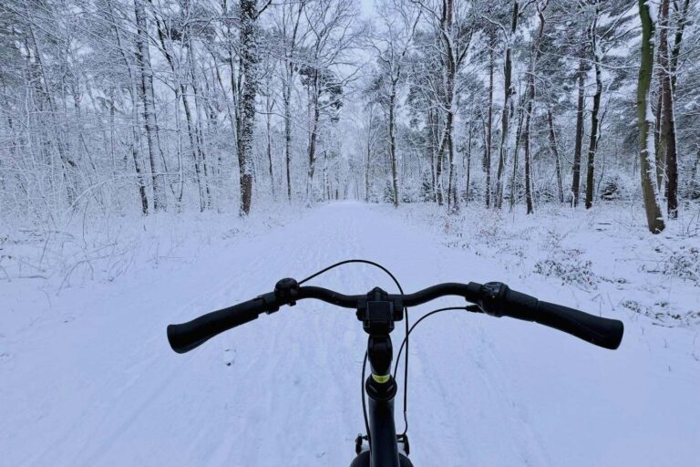 Brötchen holen im Schnee für die Familie