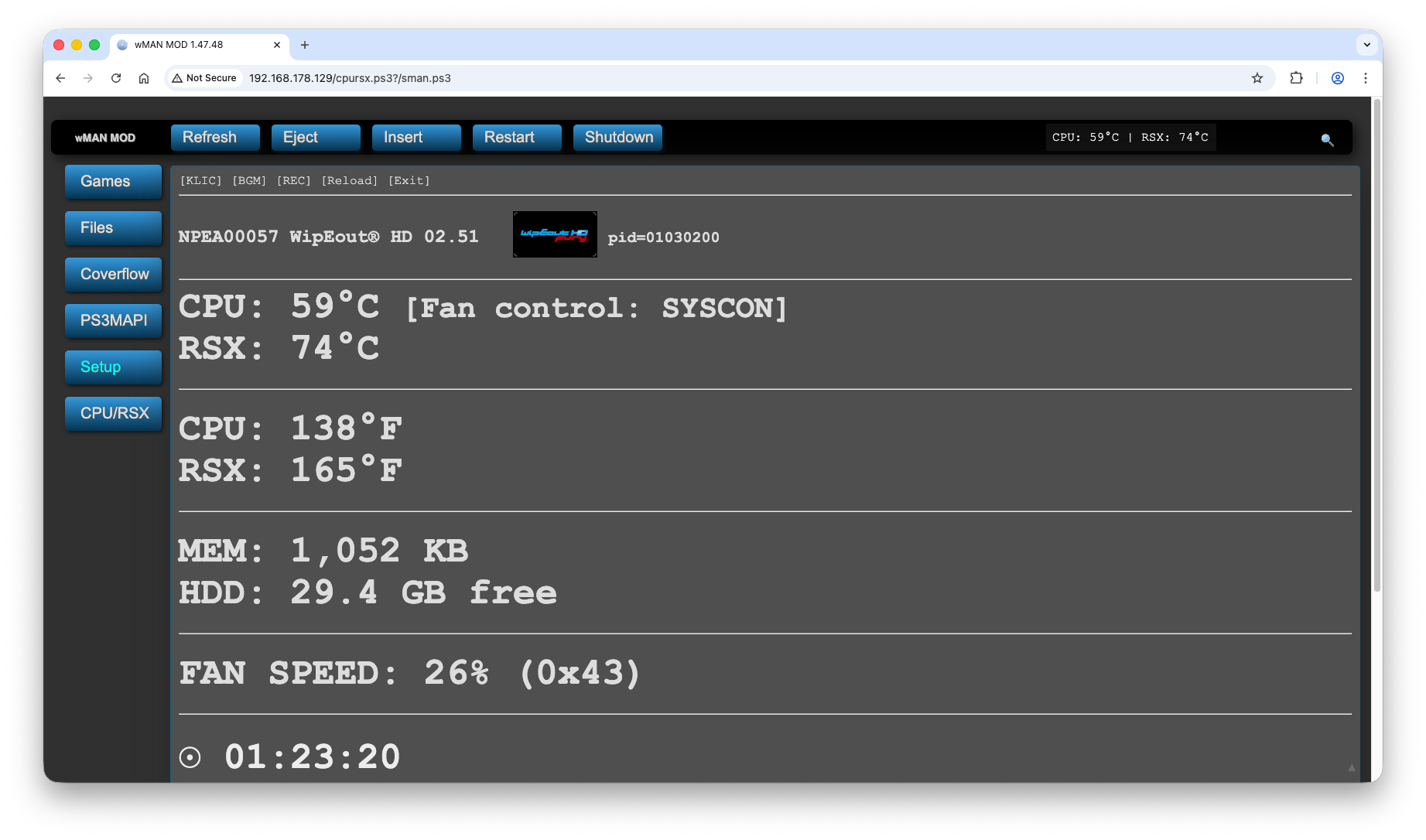 webMAN MOD stellt über einen Webserver diese Anzeigen im lokalen Netzwerk bereit